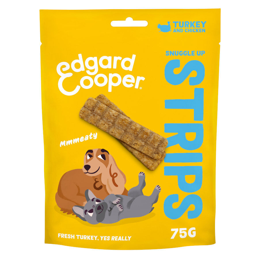 75 g Edgard & Cooper Tiras de Pavo y Pollo snack para perros, , large Imagen numero 1